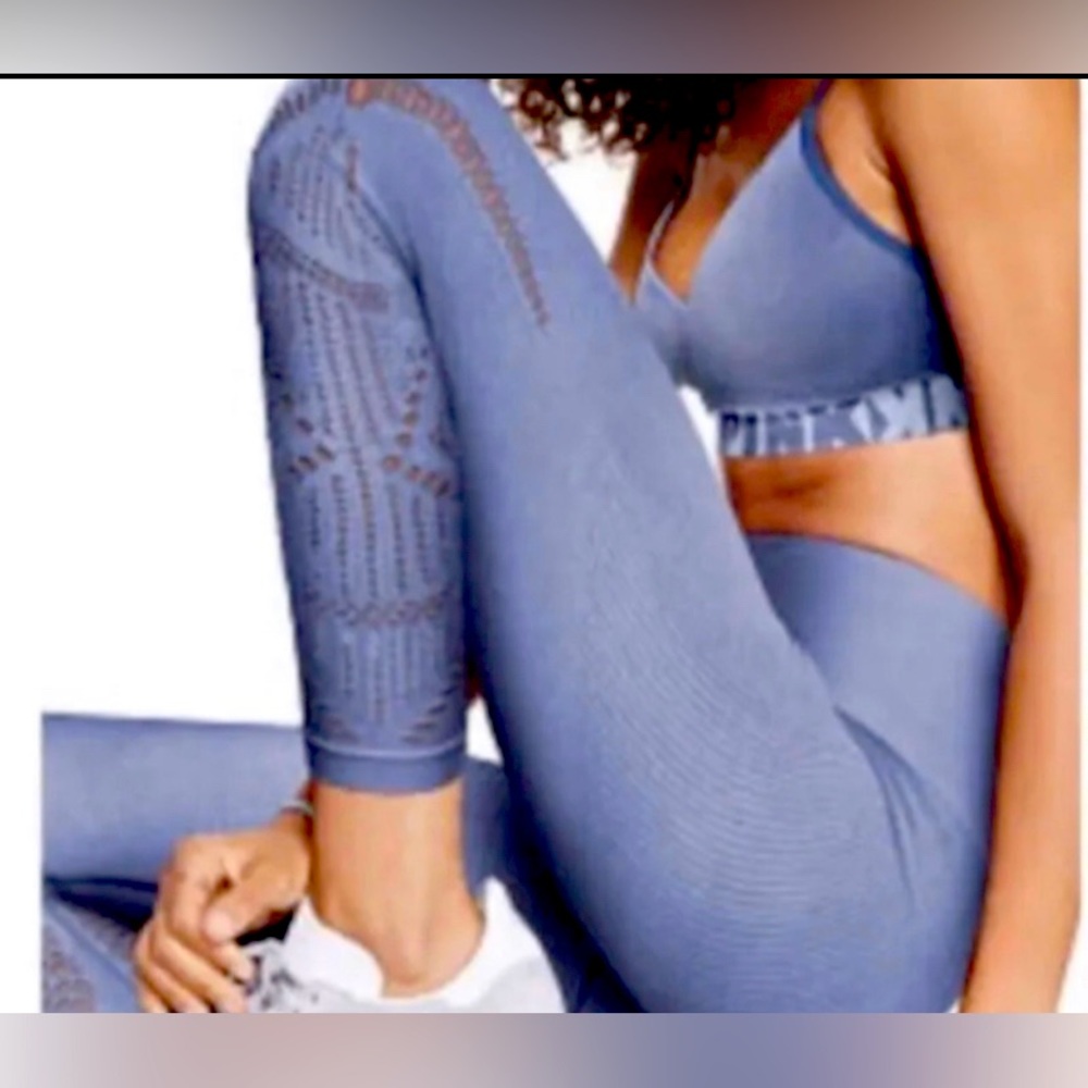 Victoria Secret / Pink Ribbed Blue Cool & Comfy leggings size XS